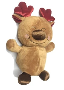 Hugfun Christmas Plush Reindeer Lovey 14” Red Antlers Stuffed Big Nose SANITIZED - Picture 1 of 7