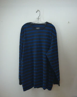 Foundry Mens Shirt 3XL Long Sleeve Pullover Shirt Black and Blue Stripes - Image 1 of 4