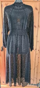 Black lacy maxi cardigan with zip front S 8-10 BNWT gothic - Picture 1 of 7