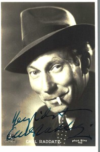 Carl Raddatz Original Signature Outer Fbz- Card No. 1300 B