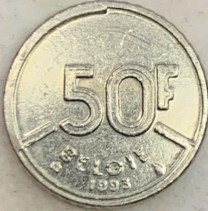 Collectible Error 1993 Belgium 50 Francs - Unique Misstruck Coin - Picture 1 of 3