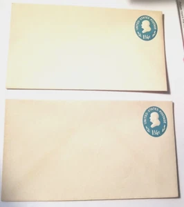 2 US stamped envelopes, 1 1/4 cent oval aqua blue embossed unused mint cond - Picture 1 of 4