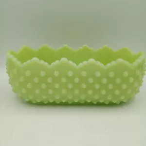 Fenton Jadeit undurchsichtig Hobnail Pflanzgefäß UV-REAKTIV leuchtet Vintage HTF SELTEN - Bild 1 von 16