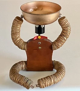 1950s-60s BOTTLE CAP MAN W/BOWL Midcentury Folk Tramp Art Sculpture Catch All - Picture 1 of 15