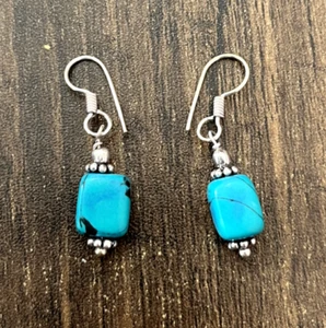 Silver Plated Elegant Blue Turquoise Drop Earrings For Girls & Womens - Picture 1 of 3