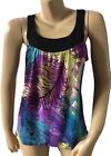 AGB Womens Size Small Sleeveless Crochet Back Tropical Floral Tank Top Shirt