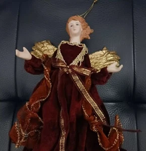 Beautiful, Large Angel Ornament with Velvet Dress - Picture 1 of 5