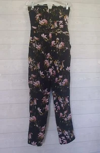 Miss Selfridge black floral jumpsuit romper size 6 strapless - Picture 1 of 10