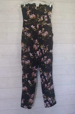 Miss Selfridge Mono Floral Negro Mameluco Talla 6 Sin Tirantes Foto 1 de 4