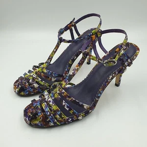 Florsheim Heels Sz 38 Colourful Floral Strappy Ankle Strap Stilletto Spring - Picture 1 of 12