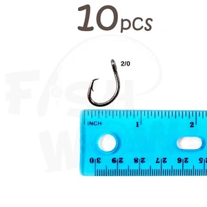 10 un. Tamaño 2/0 Peces WOW!® Pesca 4x fuertes Anzuelos Circulares Desplazados Vástago Corto @US - Imagen 1 de 3