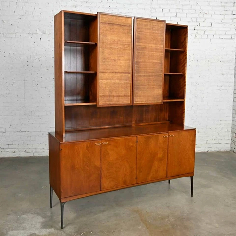 MCM 2-Piece China Hutch Cabinet Buffet Heywood Wakefield for Contessa Collection Cover