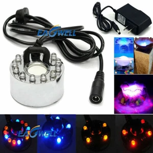 12 LED Ultrasonic Mist Maker Light Water Fountain Pond Fogger w/ Power Adapter - Imagen 1 de 21