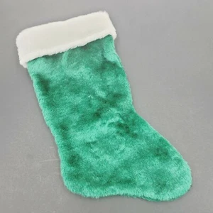 Deluxe peluche vacanze calze natalizie 16 pollici pelliccia sintetica verde peluche bianco - Foto 1 di 3
