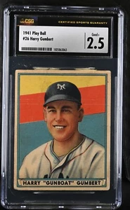 1941 Play Ball R336 #26 Harry Gumbert New York Giants - CSG 2.5 Good+ - Picture 1 of 2