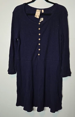 Blu Pepper женщин длинным рукавом Кокетливое платье темно-синий декольте вязаный новый с Ярлыками M - Изображение 1 из 4