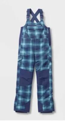 Babero de nieve liso para niños talla S pantalones de invierno todo en movimiento azul marino-verde a cuadros A1 Foto 1 de 4