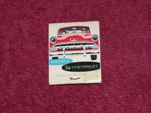 VINTAGE FULL MATCHBOOK: "S & J CHEVROLET" ARTESIA, CA; 1954 CHEVY - Picture 1 of 3