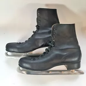 Patines de hielo con figura Canadian Zephyr de cuero negro vintage para hombre o mujer talla 10 - Imagen 1 de 7