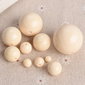 Round 6mm~30mm Beige Resin Plastic Artificial Ivory Loose Beads DIY Jewelry - Picture 1 of 13