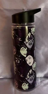 Disney Villians AOP 24 Oz Tritan Plastic Water Bottle Tumbler With Straw NEW - Picture 1 of 9