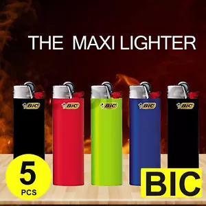 5 x Bic Lighters Maxi bulk Pack of 5 randomly selected colours made in France - Picture 1 of 3