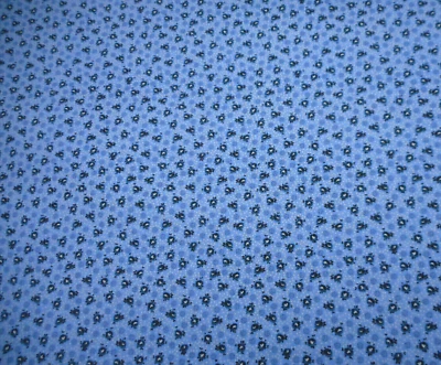30s Reproduction Fabric By The Yard Dk Blue Floral on Blue Premium Cotton - Image 1 of 2
