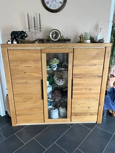 Highboard, Eiche teilmassiv, 3-türig, Glastür mittig - Bild 1 von 5