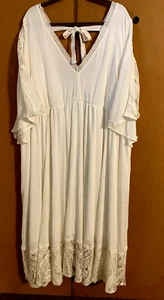 NWT Torrid Festi Womens Dress 5XL Maxi Lace Hem & Sleeves Dressy Festival - Picture 1 of 9