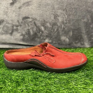 Naturalizer Mules Womens 6.5 M Red Suede Shoes Flats Casual Comfort Slip On - Picture 1 of 13