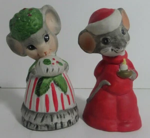 2 campanas de ratón de cerámica, Navidad, Jasco Taiwán - Imagen 1 de 3