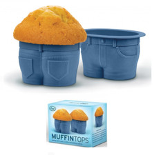 Set Of 4 Silicone Muffin Top Novelty Cupcake Moulds Jeans Shaped Bun Baking Cups