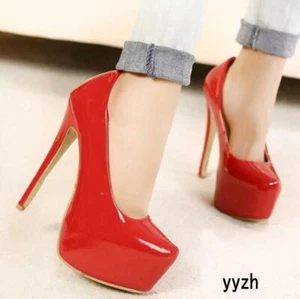 Sexy Damenschuhe Leder High Heels Plateau Party Pumps Clubwear Schuhe - Bild 1 von 12