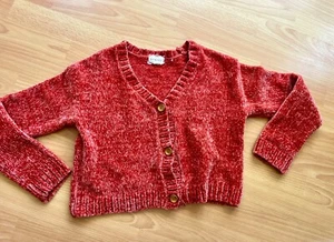 $40 BtWeen Girls Cropped Velvet Velour Cardigan Sweater Soft Mastatd Yellow Sz10 - Picture 1 of 5