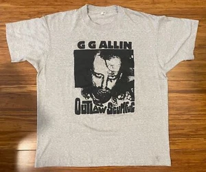 Vintage GG ALLIN Outlaw Scumfuc T-Shirt Grey Sz XL Screen Stars 80's Punk Rare - Picture 1 of 9