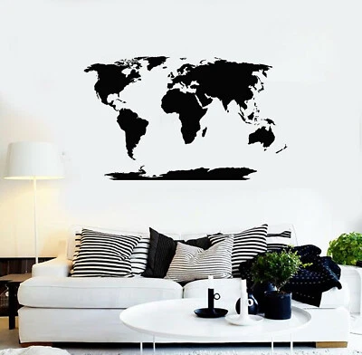 Vinyl Wall Decal World Map Atlas Room Home Office School Decor Stickers (ig5411) - Image 1 of 3