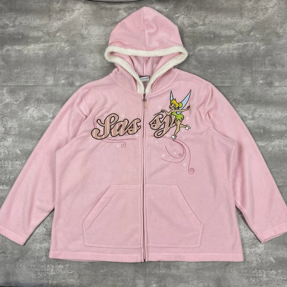 vintage TINKER BELL SASSY fleece jacket Womens Plus 4X 26W 28W Y2K Disney zip up - Image 1 of 4