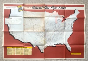 VINTAGE 1950 Natural Gas Pipe Lines Map - 29" x 42" - COOL! - Picture 1 of 8