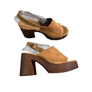 BIO NATURA Made In Italy Leather/Suede Tan Platform Sandal Women's Size 9.5 NEW - Picture 1 of 8