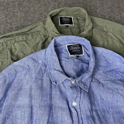 Charles Tyrwhitt Lote de 2 Camisas Hombres 2XL 100% Lino Calce Clásico Preppy Transpirable Foto 1 de 4