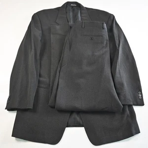 Vtg Pal Zileri 46L 36x34 Black Gold Woven Italy Wool Boxy Mens Jacket Pants Suit - Picture 1 of 12