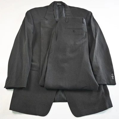 Vtg Pal Zileri 46L 36x34 Black Gold Woven Italy Wool Boxy Mens Jacket Pants Suit - Image 1 of 4