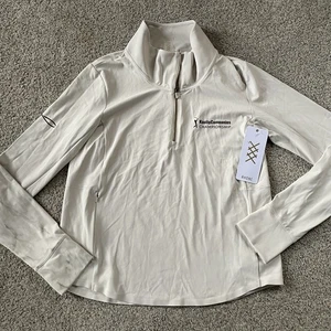 Top Pullover Rhone para mujer M arena beige curso a cancha 1/4 cremallera ropa deportiva nuevo con etiquetas - Imagen 1 de 5