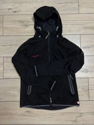 Women's Mammut Hooded Full Zip Softshell Gore Windstopper Jacket Black sz L Trek - Image 1 of 4