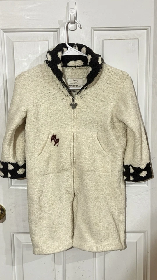 Bata con cremallera Barefoot Dreams x Disney CozyChic para niños mini ratón 4t-5t blanca y negra Foto 1 de 4