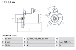 BOSCH Anlasser Starter 0 986 016 800 +71.28€ Pfand für SEAT 6N1 6X1 6N2 VW IBIZA - Bild 1 von 6