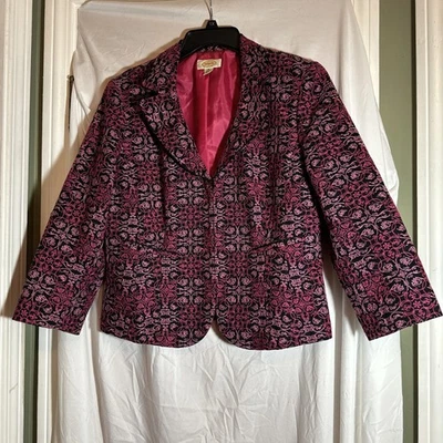 Blazer Talbots Negro Rosa Floral Bordado Chaqueta Mujer’s 14 Foto 1 de 3