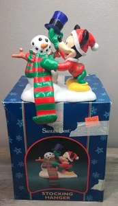 Vintage Disney Mickey Mouse Unlimited Santa's Best Stocking Hanger Snowman - Picture 1 of 13