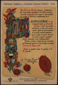 cartolina pubblicitaria FABBRICA DI PANFORTE GIOVANNI PARTENTI-SIENA - Picture 1 of 1