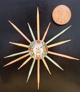 Neu! Retro Art Deco Puppenhaus Miniatur Starburst Uhr Holz Wanddeko 49€. - Bild 1 von 2